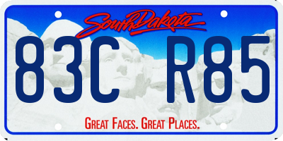 SD license plate 83CR85