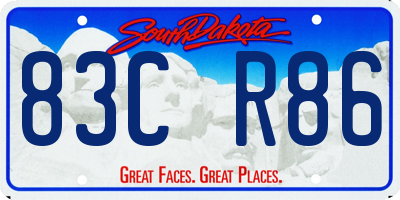 SD license plate 83CR86