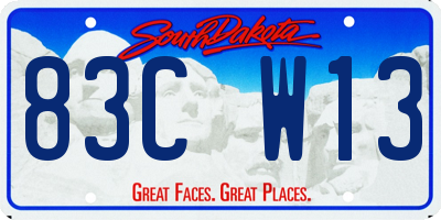 SD license plate 83CW13