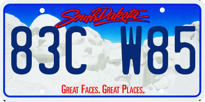 SD license plate 83CW85