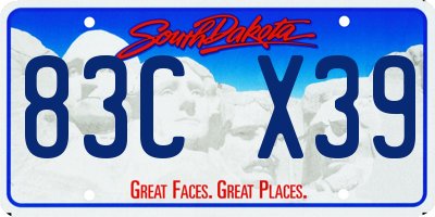 SD license plate 83CX39