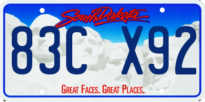SD license plate 83CX92