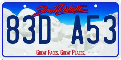 SD license plate 83DA53