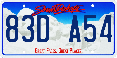 SD license plate 83DA54
