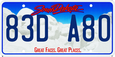 SD license plate 83DA80