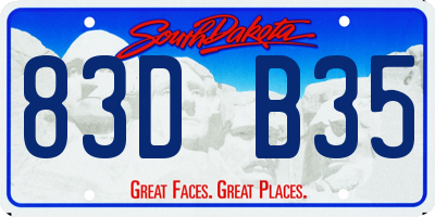 SD license plate 83DB35