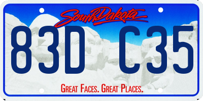 SD license plate 83DC35