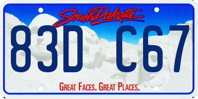 SD license plate 83DC67