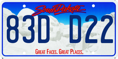 SD license plate 83DD22