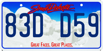 SD license plate 83DD59