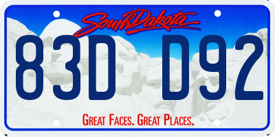 SD license plate 83DD92