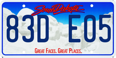 SD license plate 83DE05