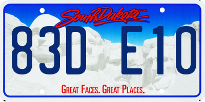 SD license plate 83DE10