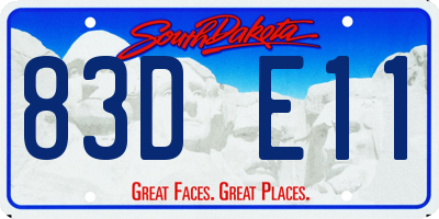 SD license plate 83DE11