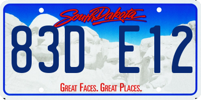 SD license plate 83DE12