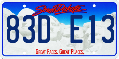 SD license plate 83DE13
