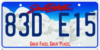 SD license plate 83DE15