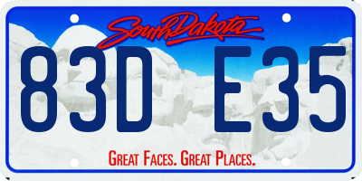 SD license plate 83DE35