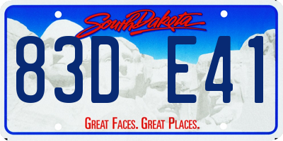 SD license plate 83DE41