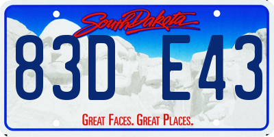 SD license plate 83DE43