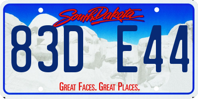 SD license plate 83DE44