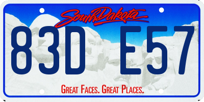 SD license plate 83DE57