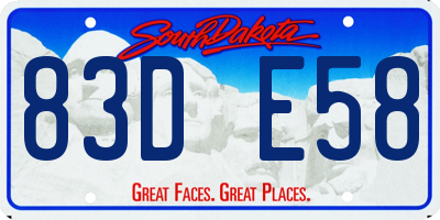 SD license plate 83DE58