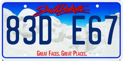 SD license plate 83DE67