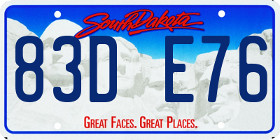 SD license plate 83DE76
