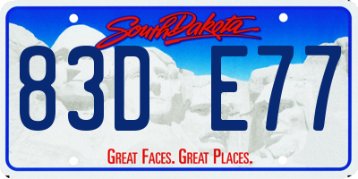 SD license plate 83DE77