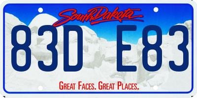 SD license plate 83DE83