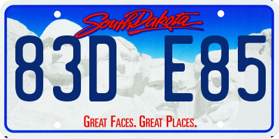 SD license plate 83DE85
