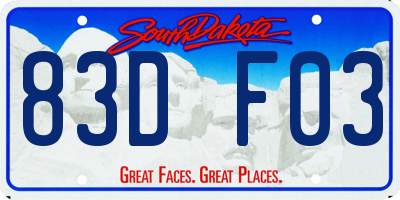 SD license plate 83DF03
