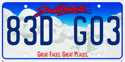 SD license plate 83DG03
