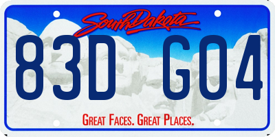 SD license plate 83DG04