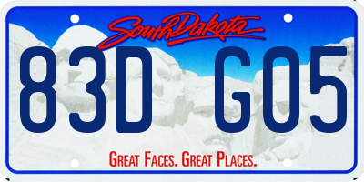 SD license plate 83DG05