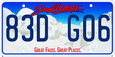SD license plate 83DG06