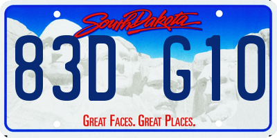 SD license plate 83DG10