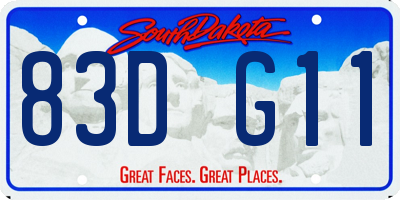 SD license plate 83DG11