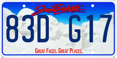 SD license plate 83DG17