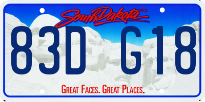 SD license plate 83DG18