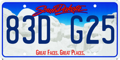 SD license plate 83DG25
