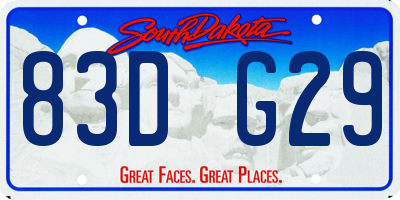 SD license plate 83DG29