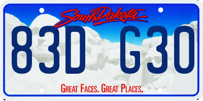 SD license plate 83DG30