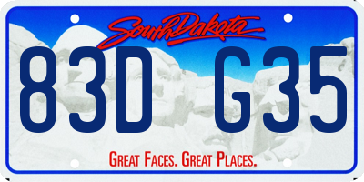 SD license plate 83DG35