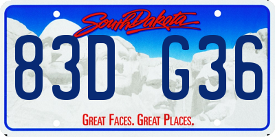SD license plate 83DG36
