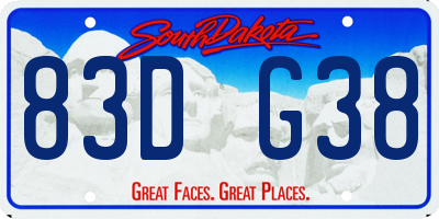 SD license plate 83DG38