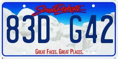 SD license plate 83DG42