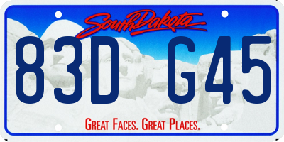 SD license plate 83DG45