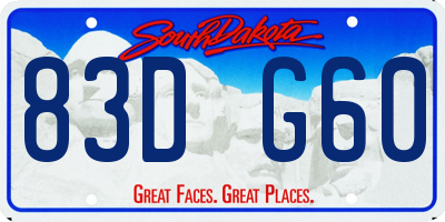 SD license plate 83DG60